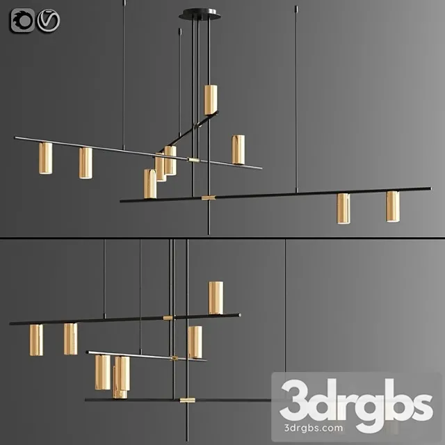 Light suspension chandelier in black and gold 02 3dsmax Download