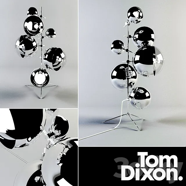 LIGHT TRIPOD STAND MIRROR BALLS 3DS Max Model