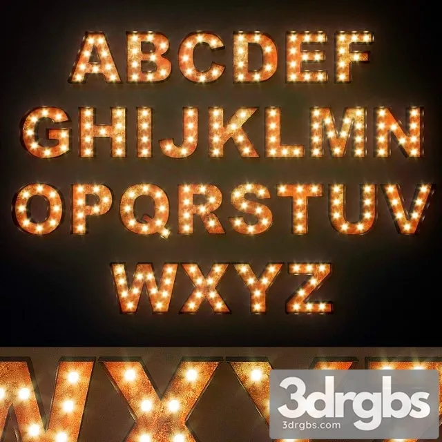Lighted Metal Sign Set 12 Alphabet 3dsmax Download