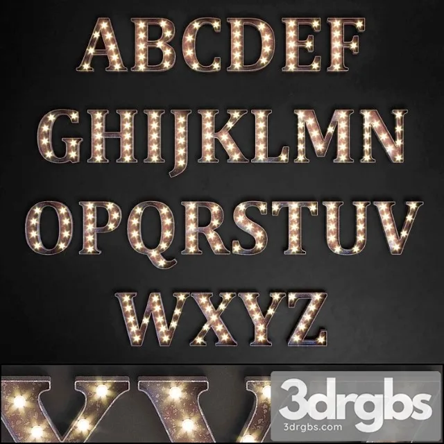Lighted metal sign. set 13. alphabet 3dsmax Download