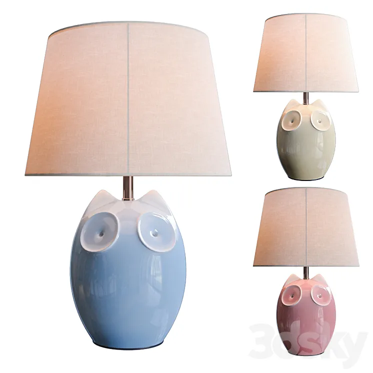Lighting and Interiors – Hector Owl Table Lamp (blue cream pink) 3DS Max