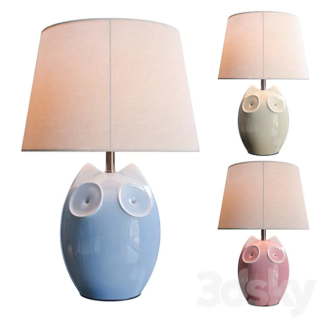 Lighting and Interiors – Hector Owl Table Lamp (blue. cream. pink) 3DSMax File