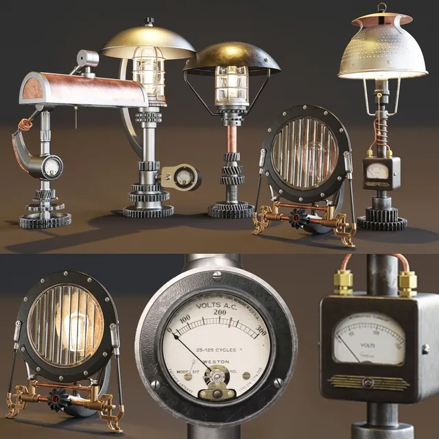 lighting – Ave Machine brothers lamps set 3ds Max