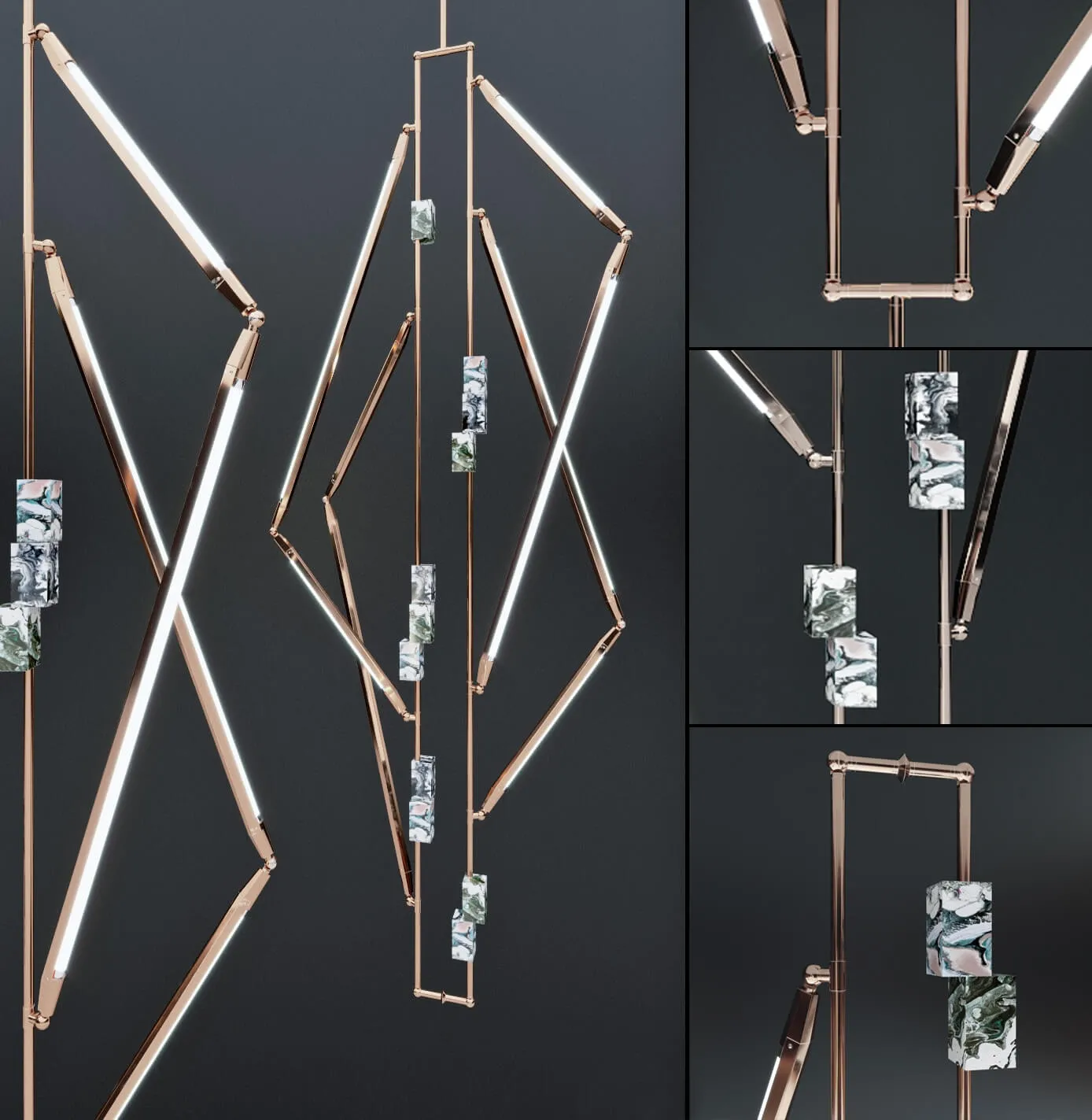 lighting – BB x HH Helix Variant modern ceiling light 3ds Max