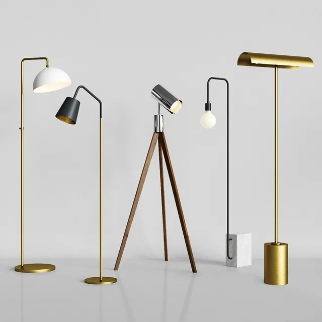 lighting – CB2 – 5 floor lamps set 3 3ds Max