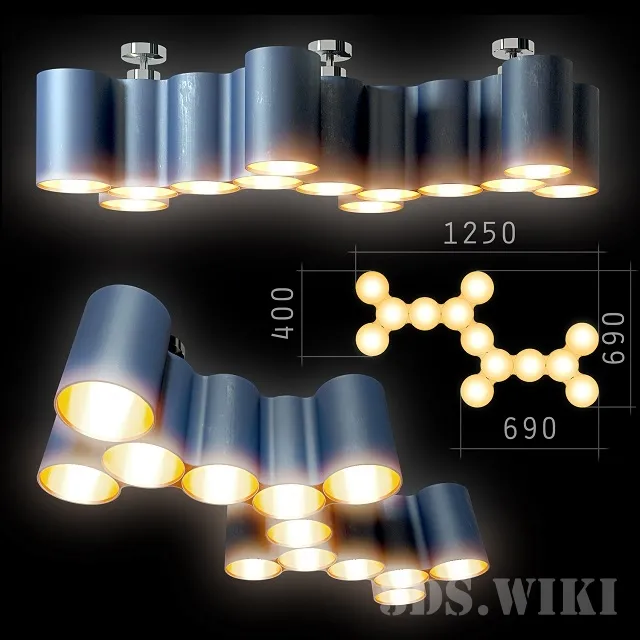 lighting – Ceiling chandelier-molecule 3ds Max