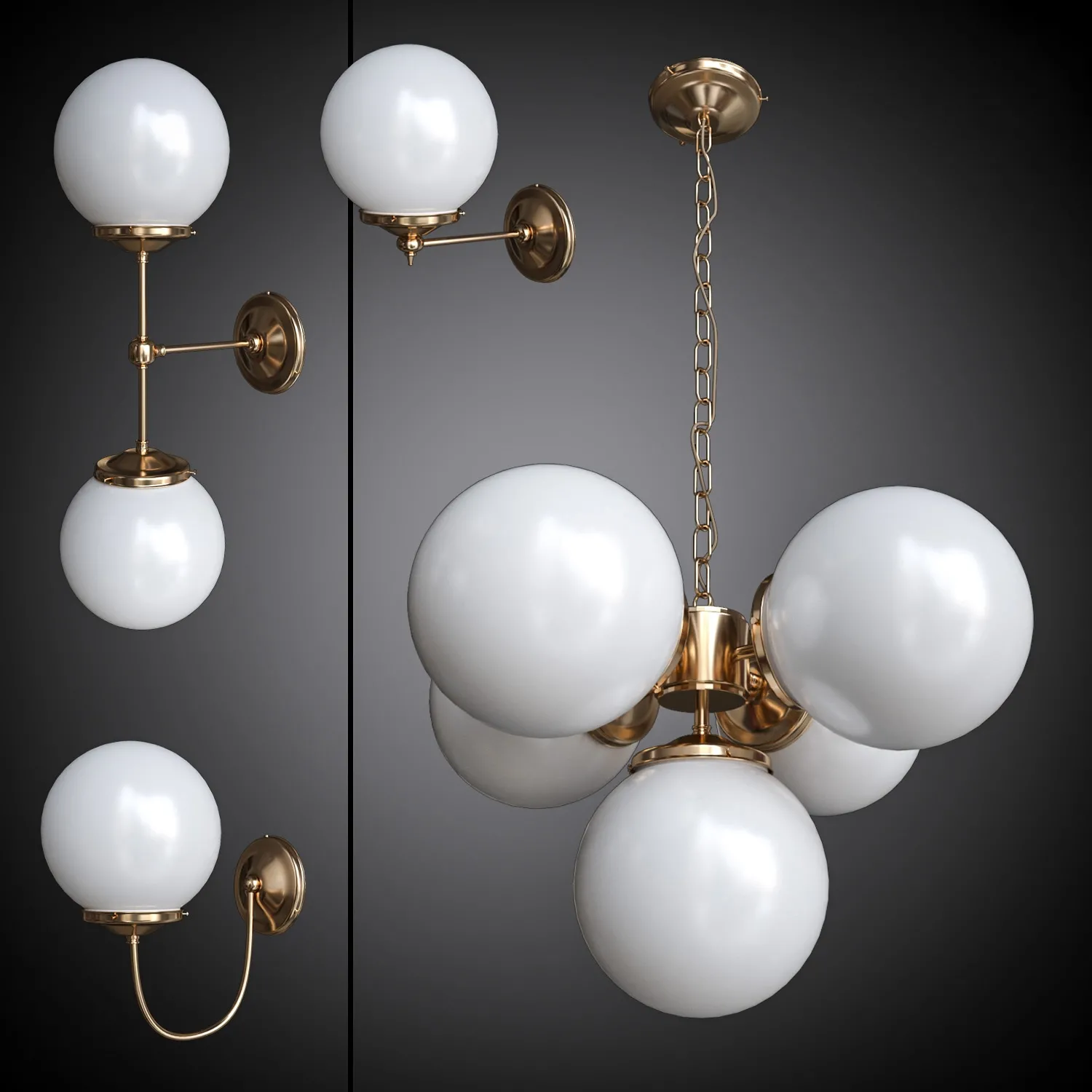 lighting – Chandelier and sconce set Mullan 3ds Max