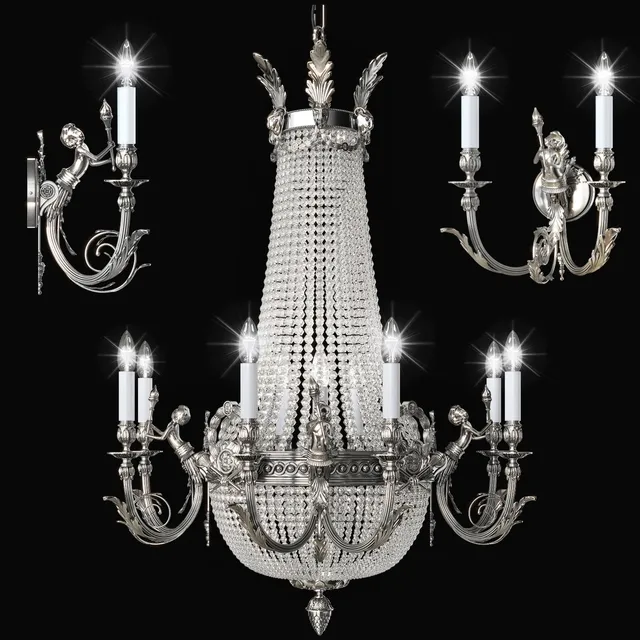 lighting – Chandelier Arizzi 1528 + 4  SILV + Sconce Arizzi 1522  AP 3ds Max