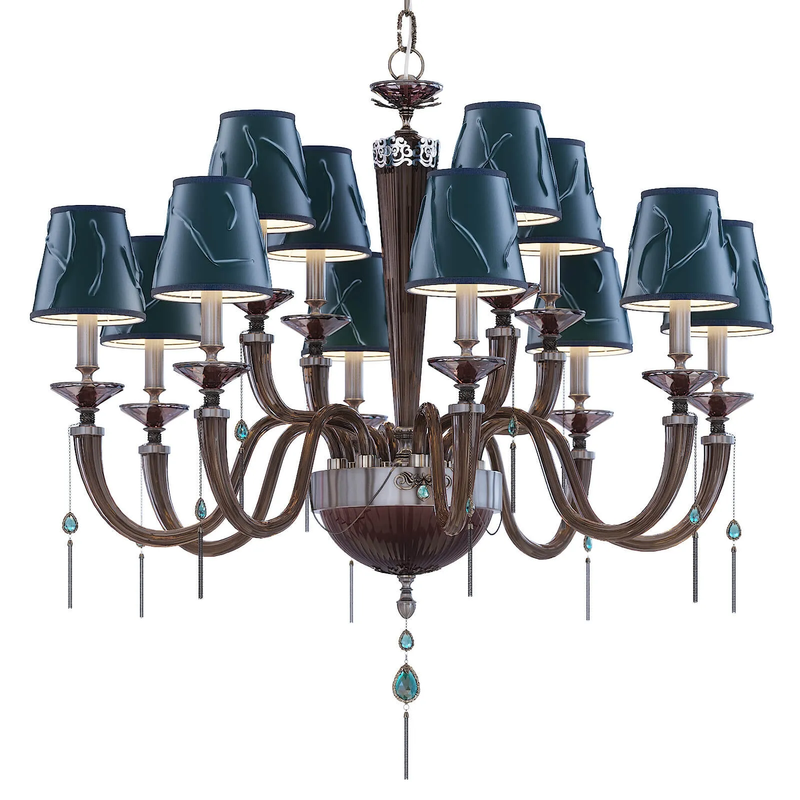 lighting – Chandelier Euroluce Julienne Fume shade L8 + 4 Green 3ds Max