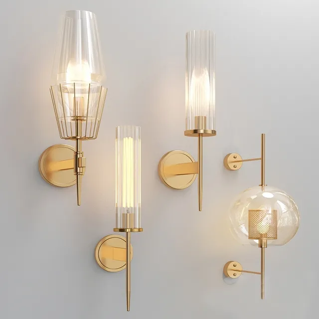 lighting – Four Nice wall lights 2 3ds Max