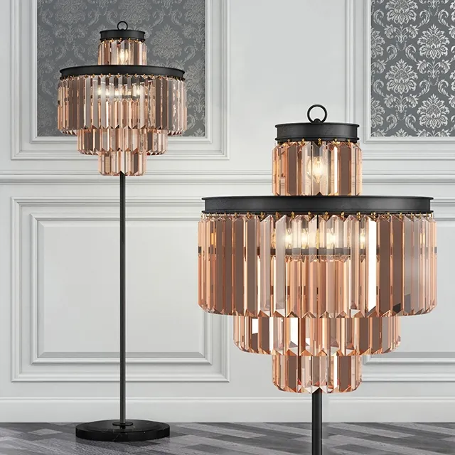 lighting – Glass  floor lamp  4 rings 3ds Max