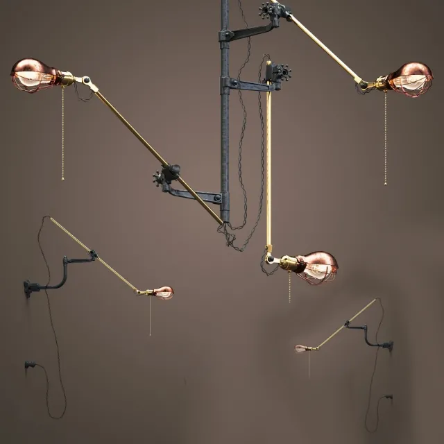 lighting – Goldenshell set (9 items) of industrial steampunk extension 3ds Max