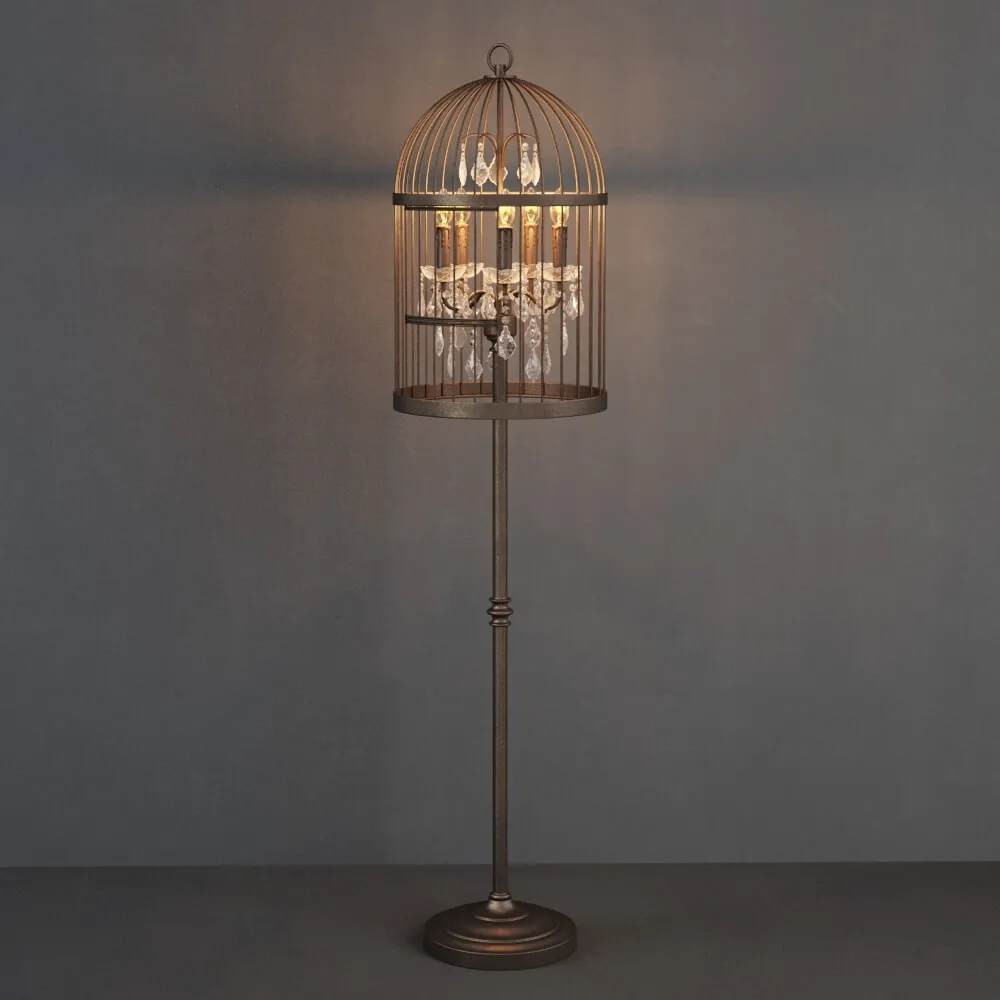 lighting – Gramercy Home – Birdcage crystal floor lamp FL008-5-ABG 3ds Max