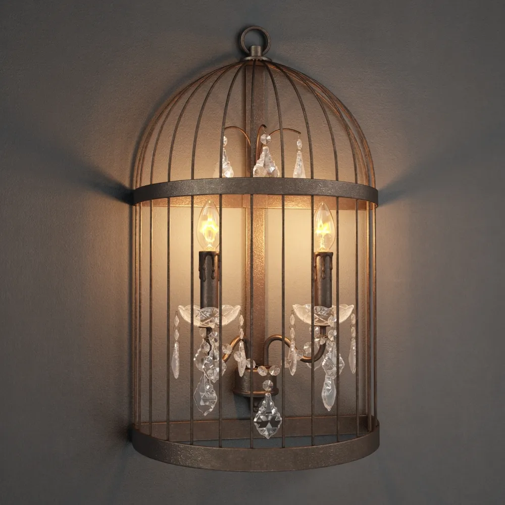 lighting – Gramercy Home – Birdcage crystal sconce SN 008-2-ABG 3ds Max