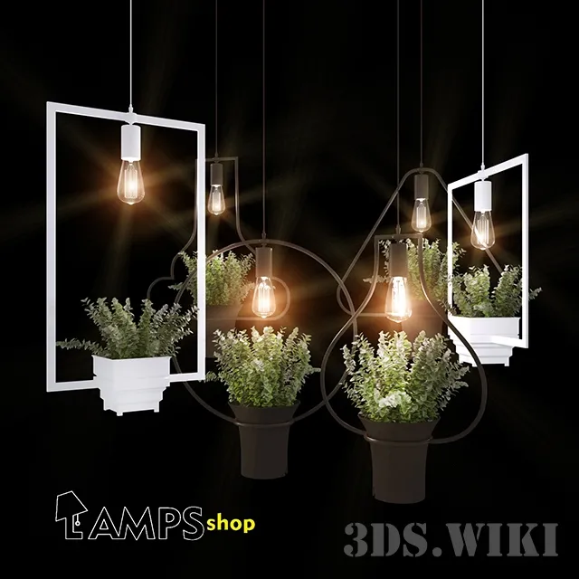 lighting – Hangers with plants 3ds Max