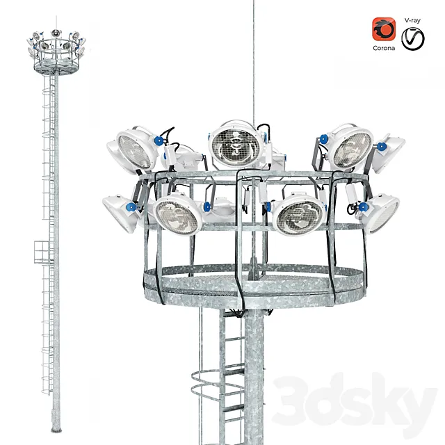 Lighting mast MGF-20-SR with round top 3ds Max