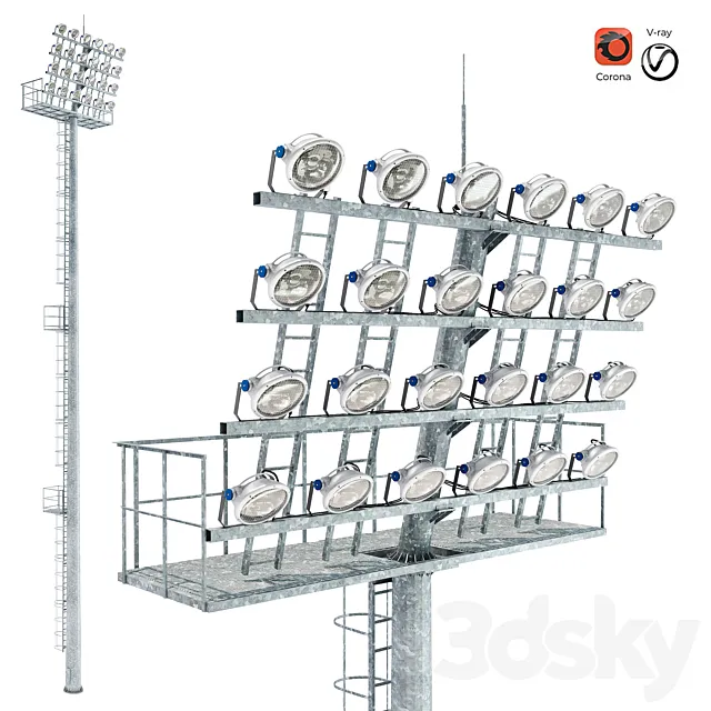 Lighting mast with fixed crown MGF-30-SR 3DS Max Model