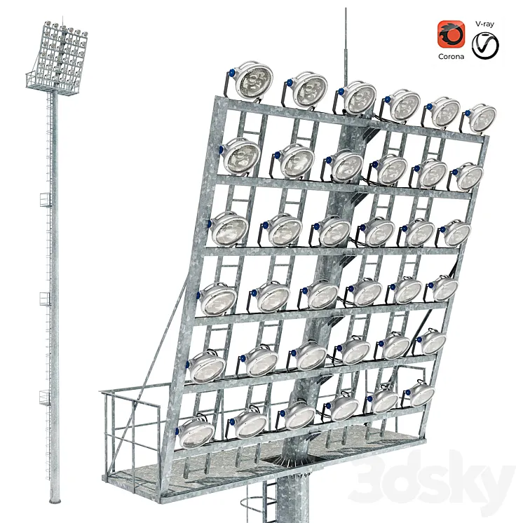 Lighting mast with stationary crown MGF-40-SR 3DS Max Model