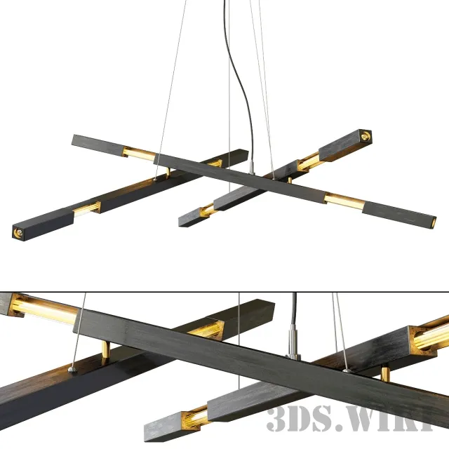 lighting – Modern Matt Black Chandelier 3ds Max