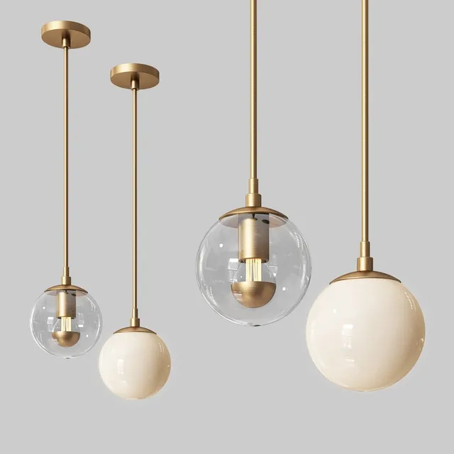 lighting – Modo Mono Pendant Brass and Clear Glass 3ds Max