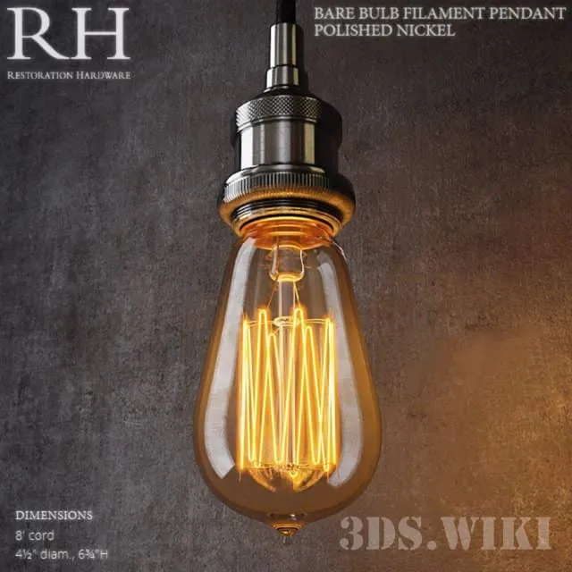 lighting – Restoration Hardware Bare Bulb Filament pendant 3ds Max