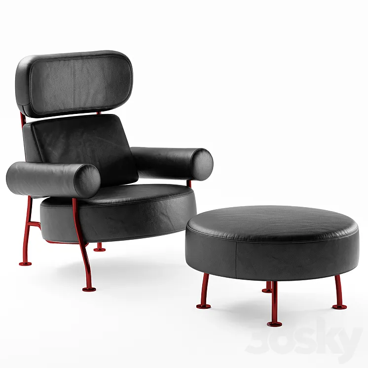 Ligne Roset Astair armchair and puff 3DS Max