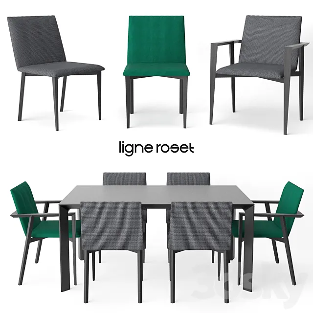 Ligne Roset Mogador chair | Frost table 3ds Max