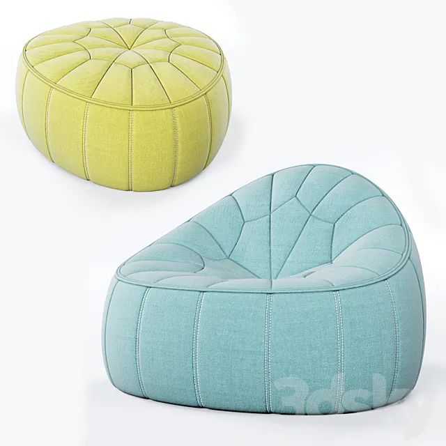 Ligne Roset Ottoman and Footstool 3DSMax File