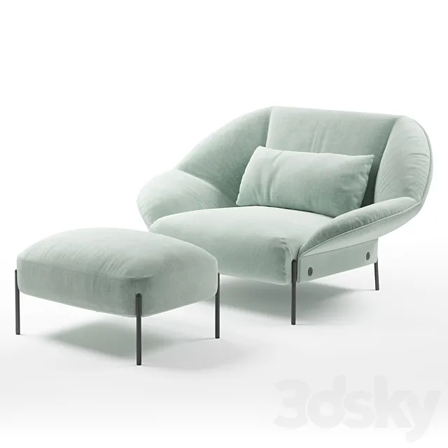 Ligne Roset Paipai armchair. footstool 3DSMax File