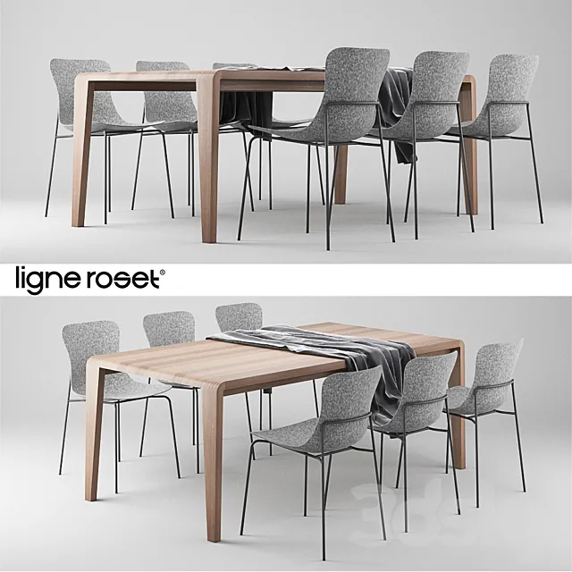 Ligne Roset SpiritOfForest Table and Ettoriano Chair 3DSMax File