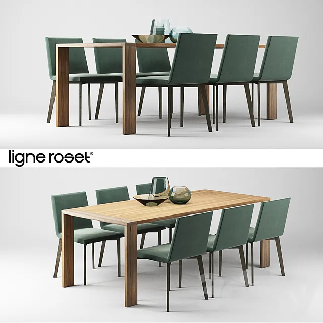 Ligne Roset Table Allen and Chair Mogador 3DS Max Model