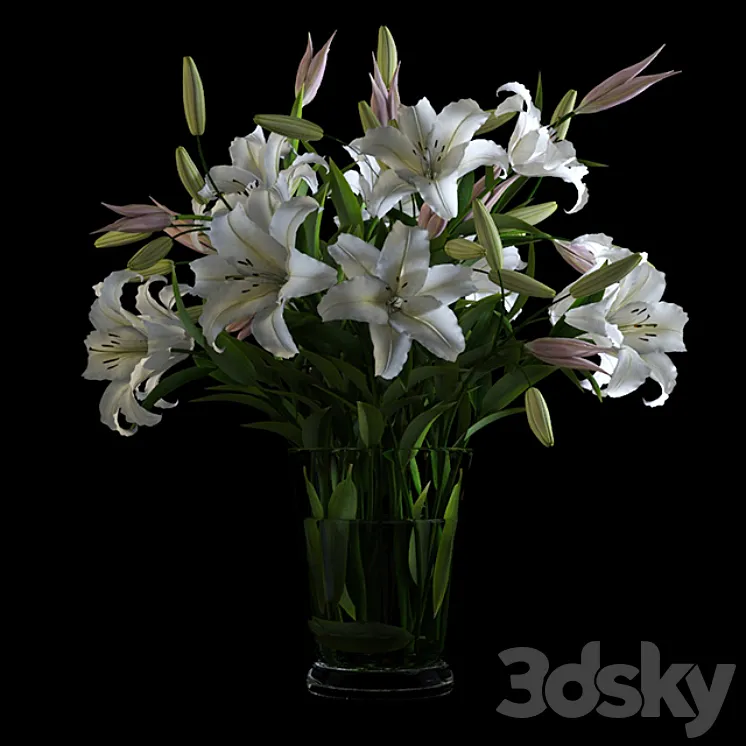 Lilies in a Vase 3DS Max