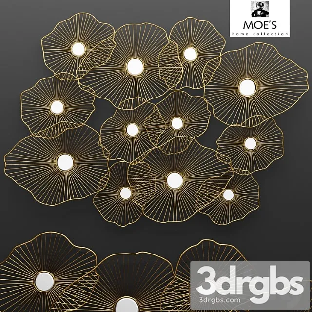 Lily Pad Wall Decor Panels Metallic Golden Luxury Decor Mirrors 3dsmax Download