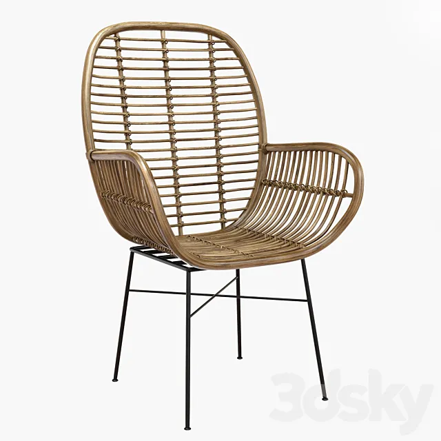 Lily Rattan Armchair with Metal Legs 3ds Max
