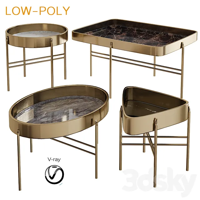 LILY TRAY Side Table Coffee Table (low poly) 3DSMax File