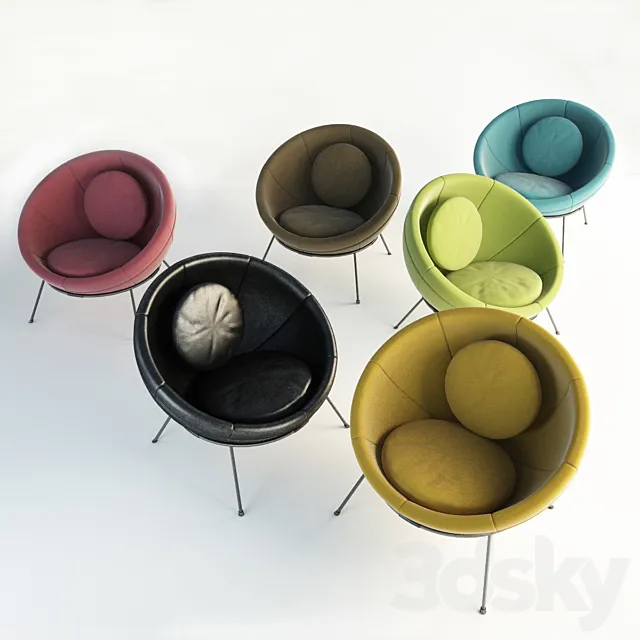 Lina Bo Bardi Bowl Chair Set 3DS Max Model