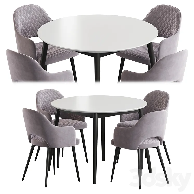 Linda table Leman chair Dining set 3DS Max