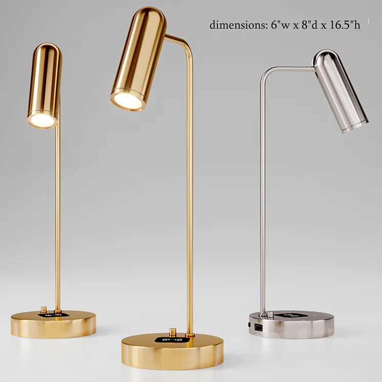 Linear Metal LED Wireless Charging & USB Task Lamp 3DS Max