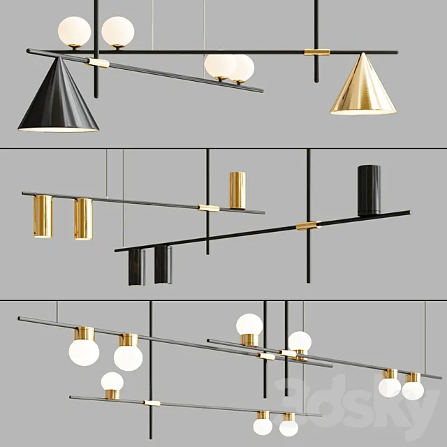 Linear Pendant Lamp Collection 3ds Max