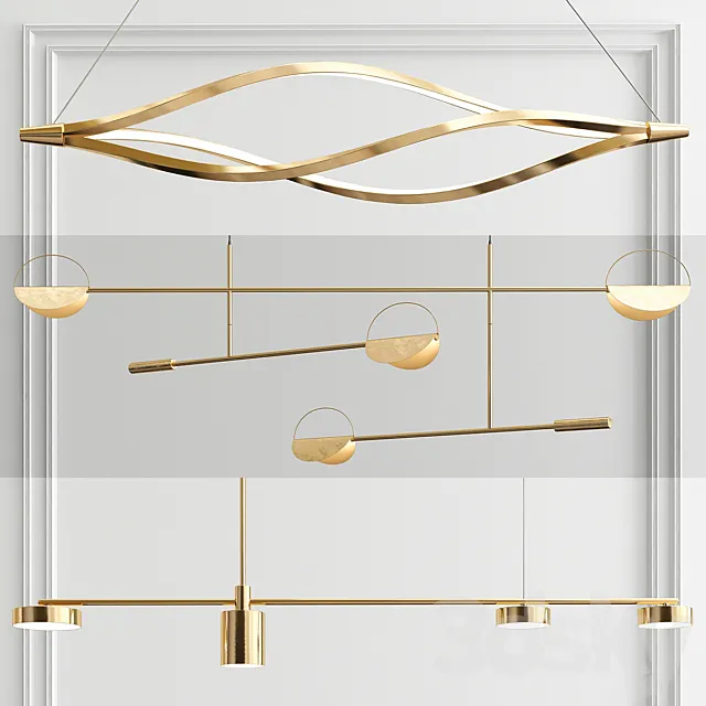 Linear Shape Pendants – 3 type 3ds Max