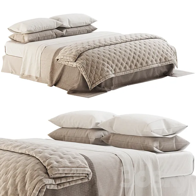 Linen Bedding with Quilted Plaid 3ds Max