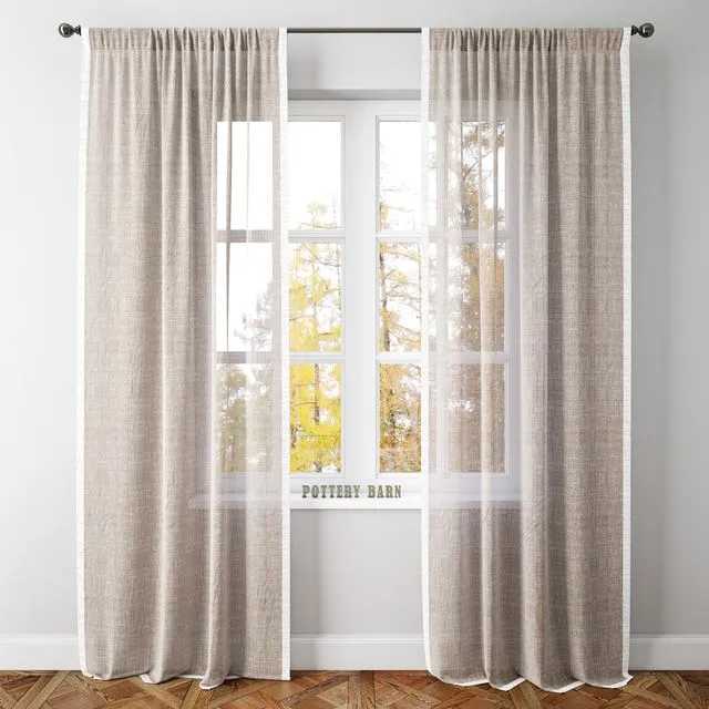 LINEN BORDER SHEER DRAPE-Pottery Barn 3dsMax Model