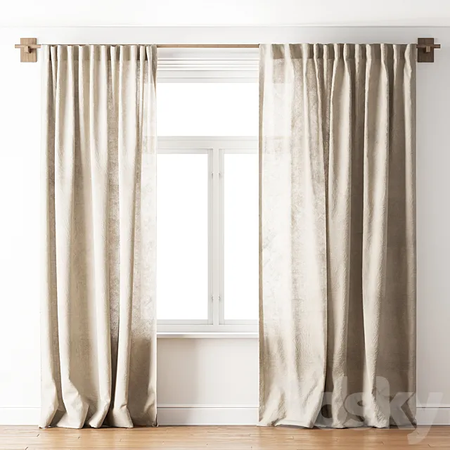 linen curtains 11 3ds Max