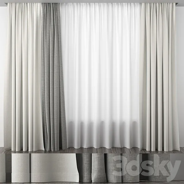 Linen curtains 3ds Max