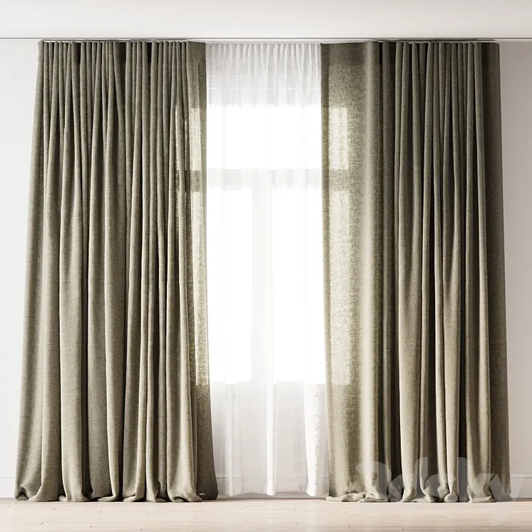 linen curtains 3DS Max