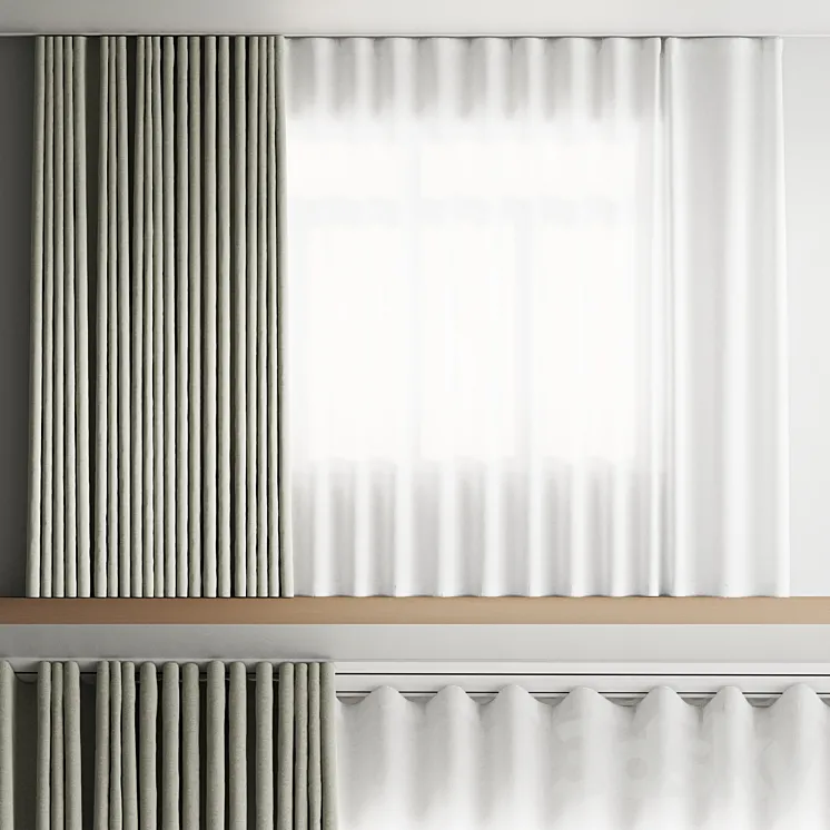 linen curtains 5 3DS Max Model