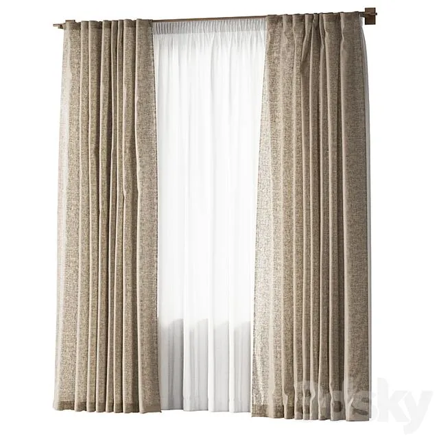 linen curtains 6 3dsMax Model