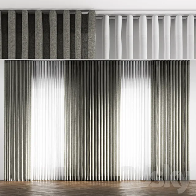 linen curtains 9 3ds Max