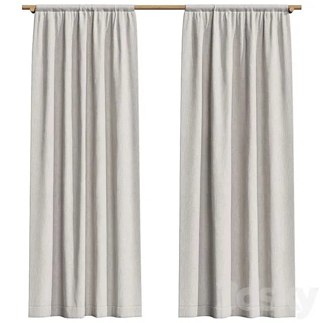 Linen curtains on a wooden cornice 3dsMax Model