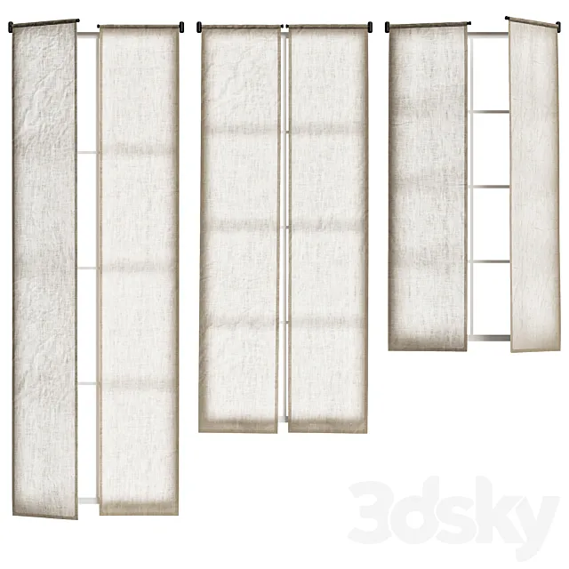 Linen curtains on cornice with swing arm 3ds Max